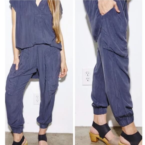 THE ODELLS | Navy Blue Slouch Lagenlook Jogger Pants | Size Small - Picture 1 of 7